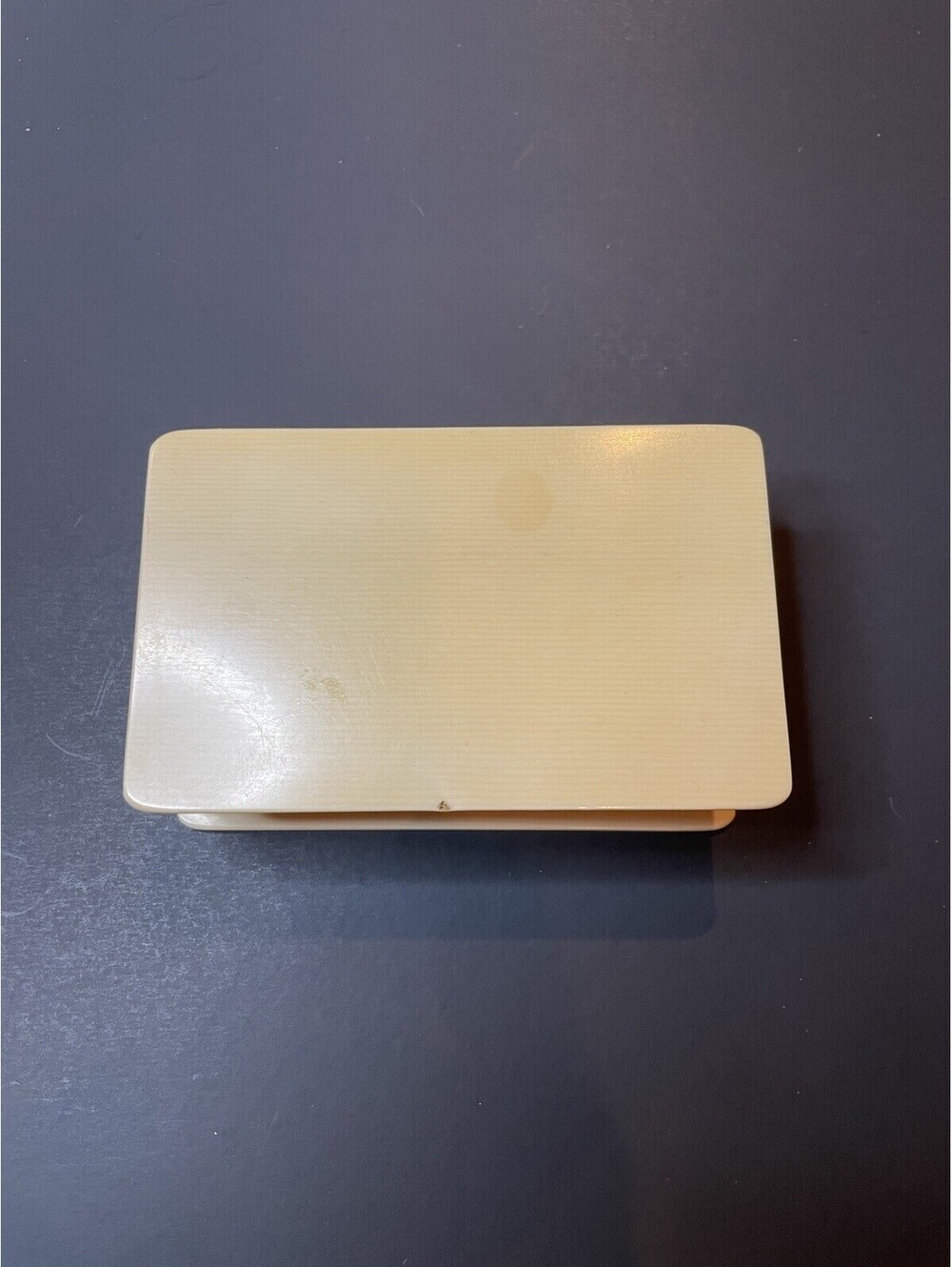 Vintage French Ivorine Pyralin Celluloid Velvet Lined Vanity Dresser Jewelry Box
